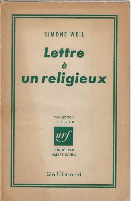 Lettre à un religieux - Simone Weil - copertina