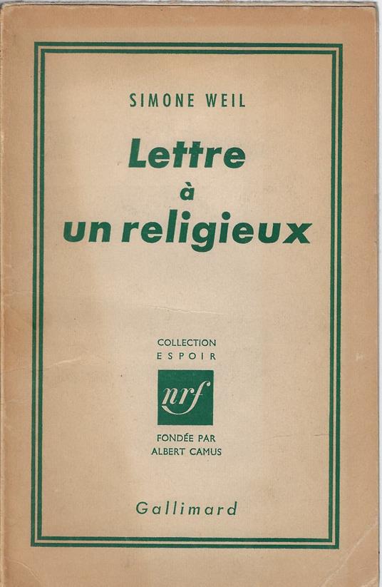 Lettre à un religieux - Simone Weil - copertina