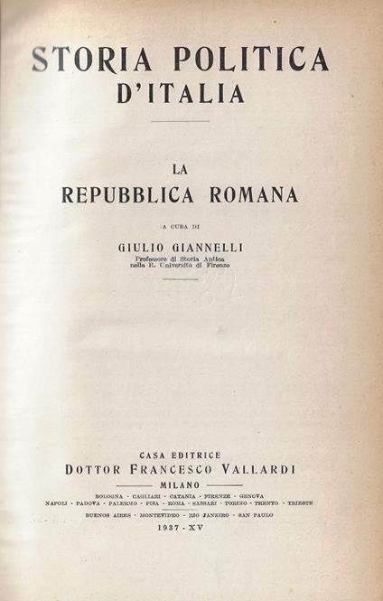 La Repubblica romana - Giulio Giannelli - copertina