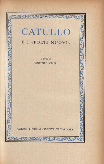 Catullo e i poeti nuovi - G. Valerio Catullo - copertina