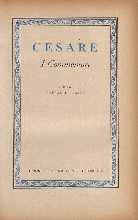 I commentari - G. Giulio Cesare - copertina