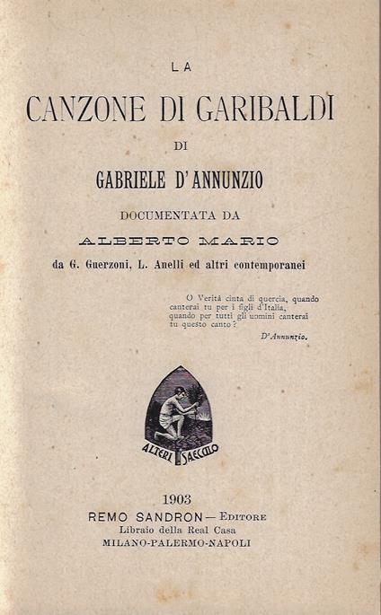 La Canzone di Garibaldi di Gabriele D'Annunzio - copertina