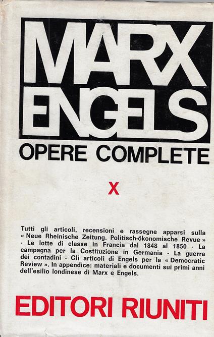 Opere complete, vol. 10: settembre 1849-giugno 1851 - Karl Marx - copertina
