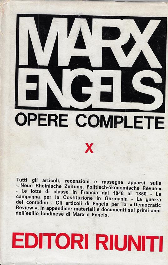 Opere complete, vol. 10: settembre 1849-giugno 1851 - Karl Marx - copertina