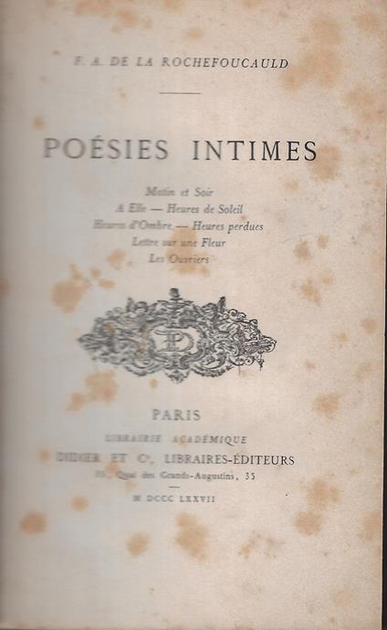 Poęsies intimes - copertina