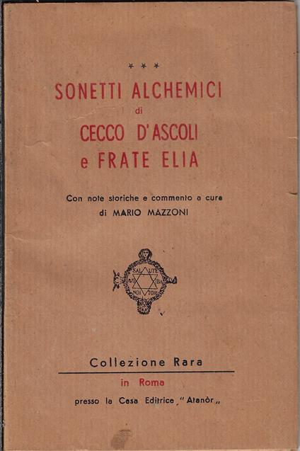 Sonetti alchemici di Cecco d'Ascoli e frate Elia - copertina