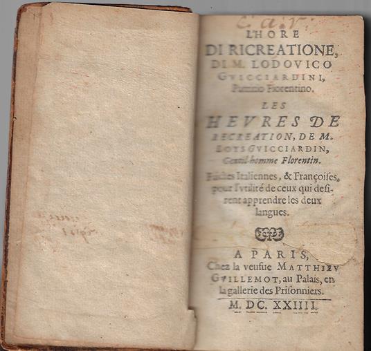 L' hore di ricreatione di M. Lodovico Guicciardini, Les heures de recreation de M. Loys Guicciardin - Lodovico Guicciardini - copertina