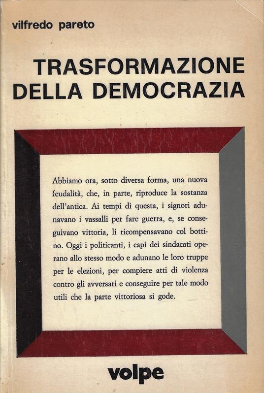 Trasformazione della democrazia - Vilfredo Pareto - copertina