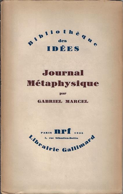 Journal métaphysique - Gabriel Marcel - copertina