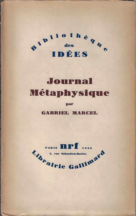 Journal métaphysique - Gabriel Marcel - copertina