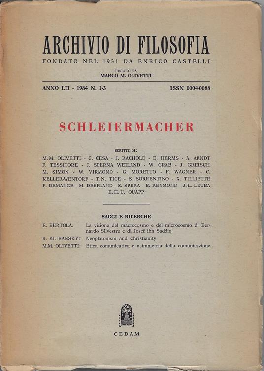 Schleiermacher - copertina