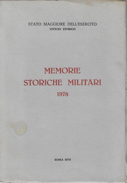Memorie storiche militari 1978 - copertina