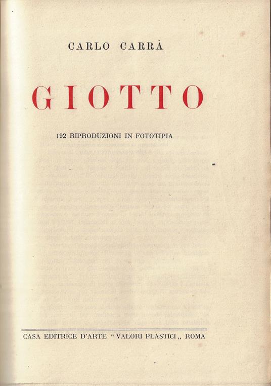 Giotto - Carlo Carrà - copertina