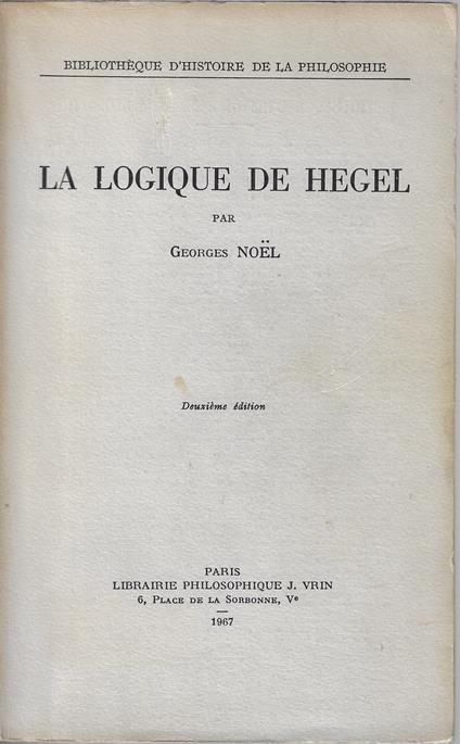 La logique de Hegel - copertina