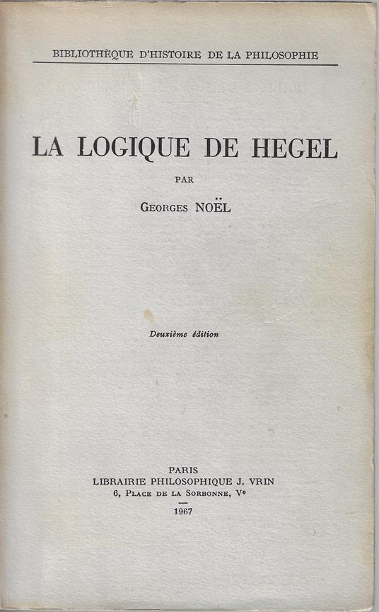 La logique de Hegel - copertina
