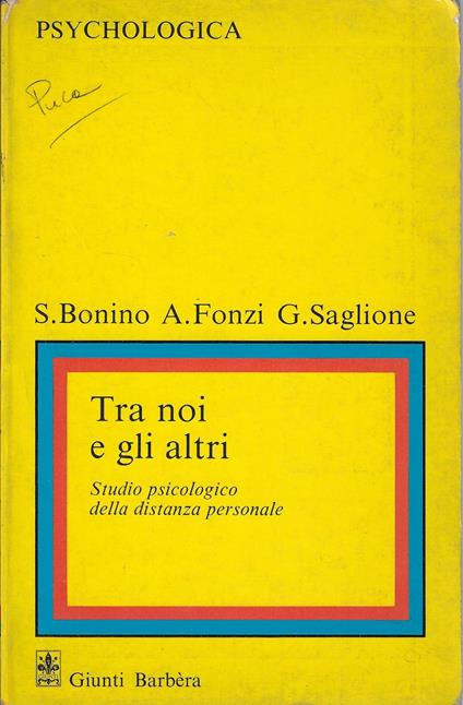 Tra noi e gli altri : studio psicologico della distanza personale - copertina
