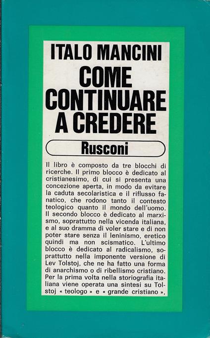 Come continuare a credere - copertina