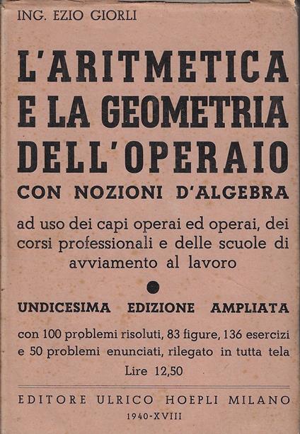 L'aritmetica e la geometria dell'operaio con nozioni d'algebra - copertina