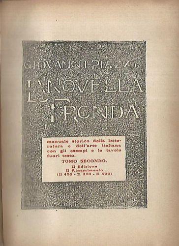 La novella fronda. Manuale storico della letteratura e dell'arte italiana. Tomo secondo. Il rinascimento - Giovanni Piazzi - copertina