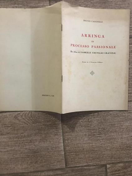 Arringa in processo passionale - Bruno Cassinelli - copertina