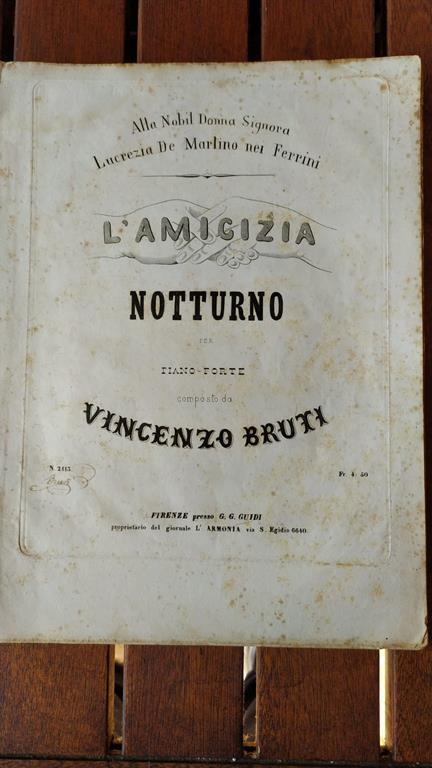 L' amicizia Notturno per pianoforte - copertina
