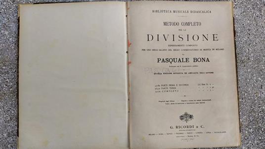 Metodo completo per la divisione - Pasquale Bona - copertina