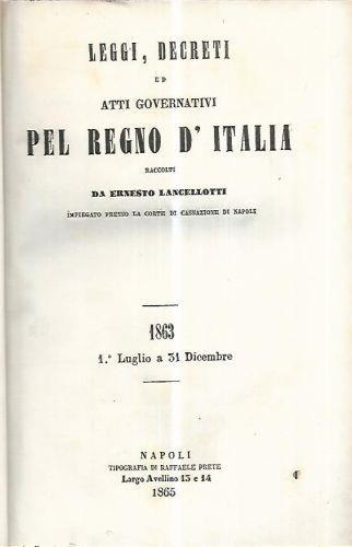Leggi,decreti ed atti governativi pel Regno d'Italia. 1863 - copertina