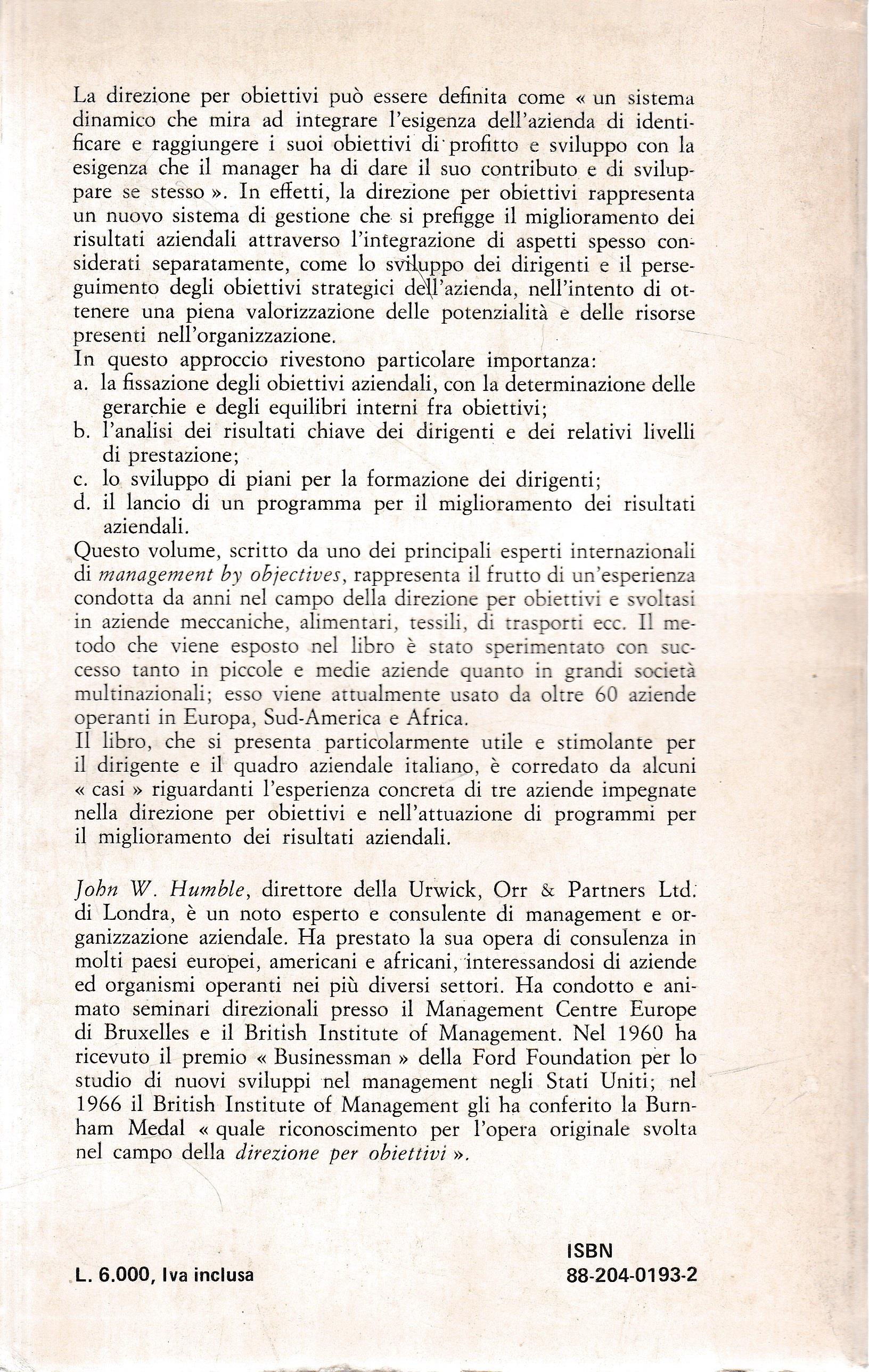 La dirazione per obiettivi