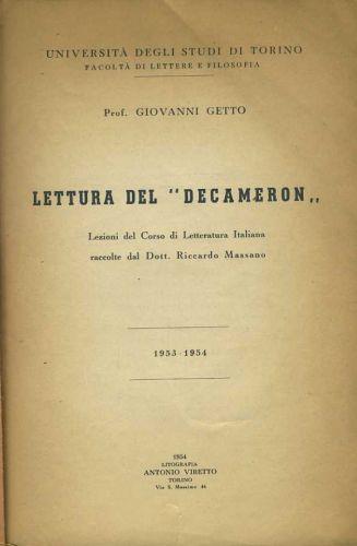 Lettura del Decameron - Giovanni Getto - copertina