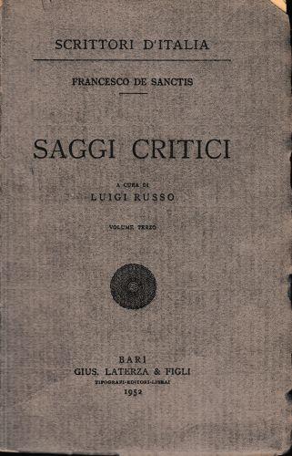 Saggi critici, volume 3° - Fabio De Sanctis - copertina