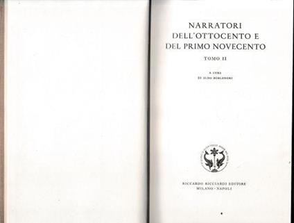 Narratori dell'ottocento e del primo novecento, tomo II - copertina