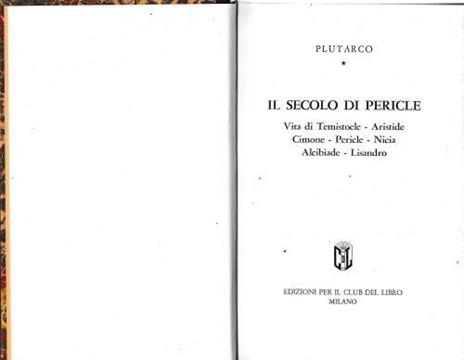 Il secolo di Pericle - Plutarco - copertina