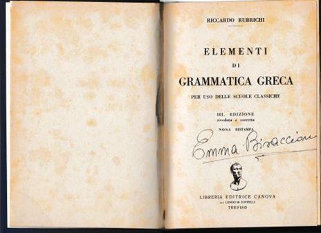 Elementi di grammatica greca - Riccardo Rubrichi - copertina