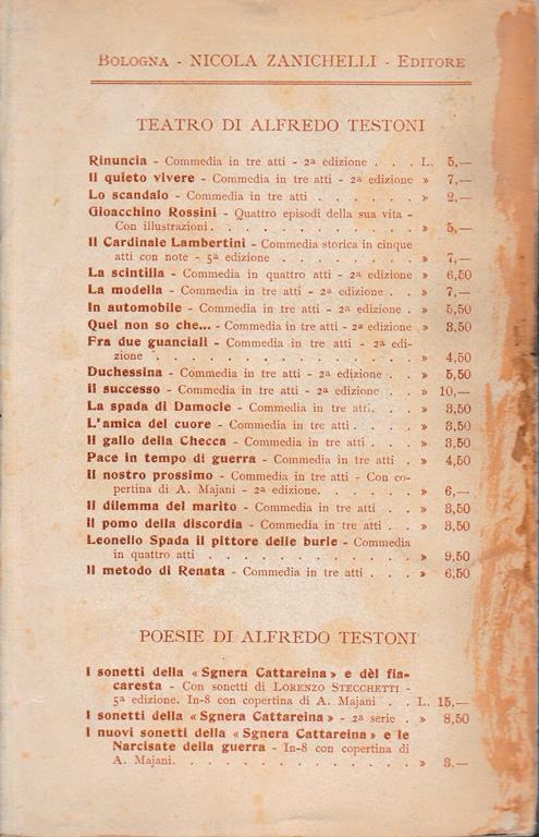 Il Cardinale Lambertini. Commedia storica in cinque atti - Alfredo Testoni - 2