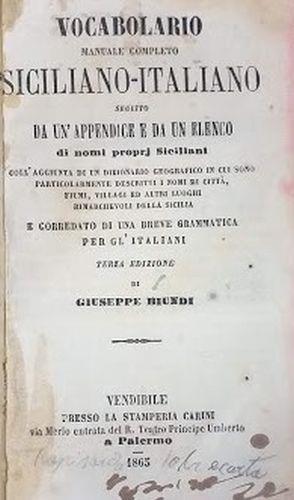 Vocabolario Manuale Completo Siciliano-Italiano - Giuseppe Biondi - copertina
