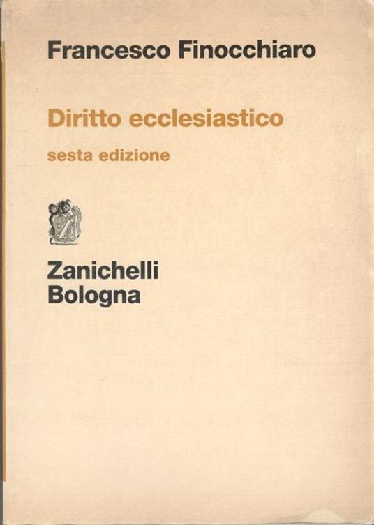 Diritto ecclesiastico. Sesta edizione - Francesco Finocchiaro - copertina