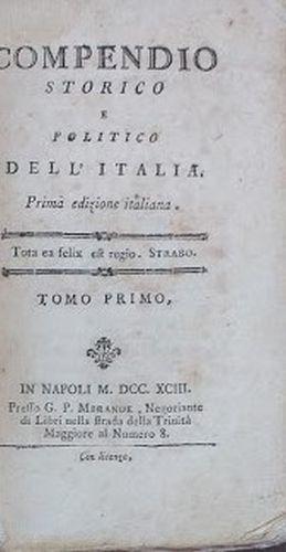 Compendio storico e politico dell'Italia. Tomo primo - Strabone - copertina