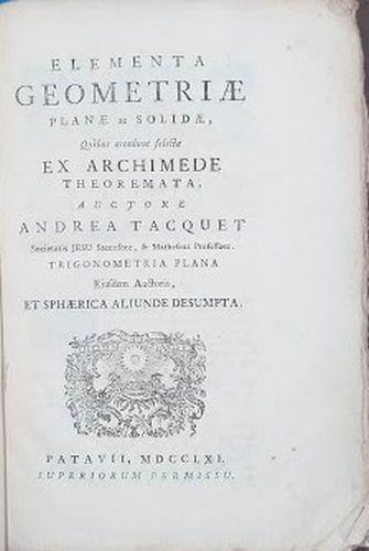 Elementa Geometriae planae ac solidae quibusa ccedunt selecta ex Archimede theoremata - copertina