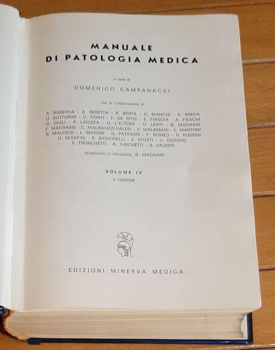 Manuale di patologia medica volume 1,2,3,4