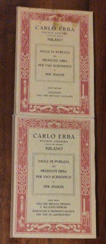 Saggi di purezza dei prodotti Erba per uso scientifico e per analisi parte 2 e 3 - copertina