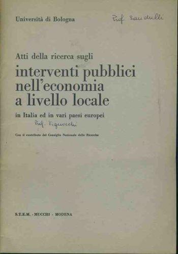 Atti della ricerca sugli interventi pubblici nell'economia a livello locale. Estratto - copertina