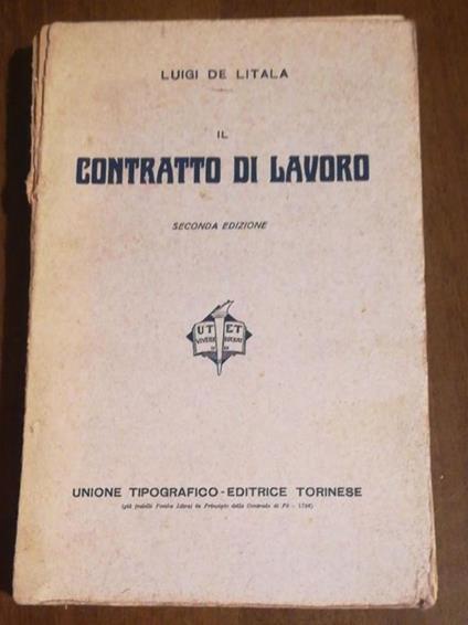 Il contratto di lavoro - Luigi De Litala - copertina