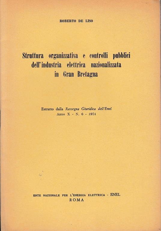 Estratto dalla "Rassegna Giuridica dell'Enel" anno X - n. 6 - 1974 - copertina