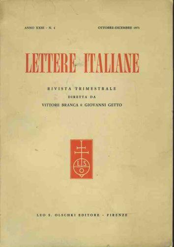 Lettere italiane. Anno XXIII. N. 4 - Vittore Branca - copertina