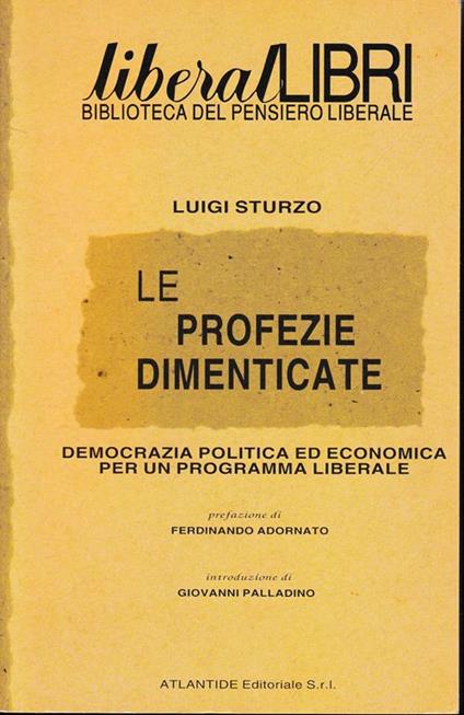 Le profezie dimenticate - Luigi Sturzo - copertina