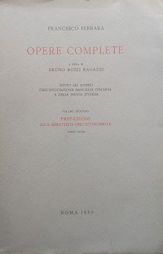 Francesco Ferrara, opere complete. Vol. II parte prima: scritti di statistica - copertina