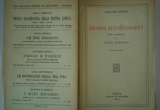 Ricordi autobiografici - Giovanni Dupré - copertina