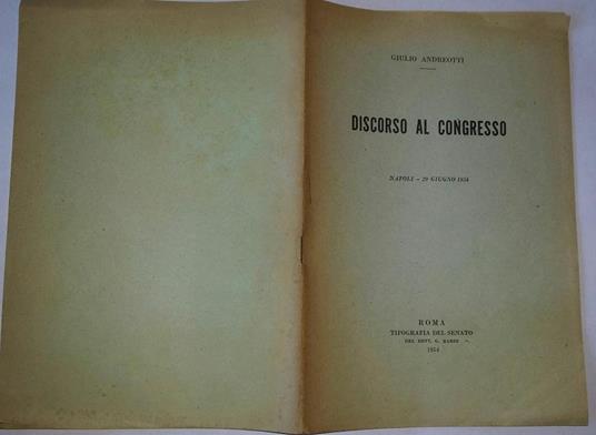 Discorso al congresso - Giulio Andreotti - copertina