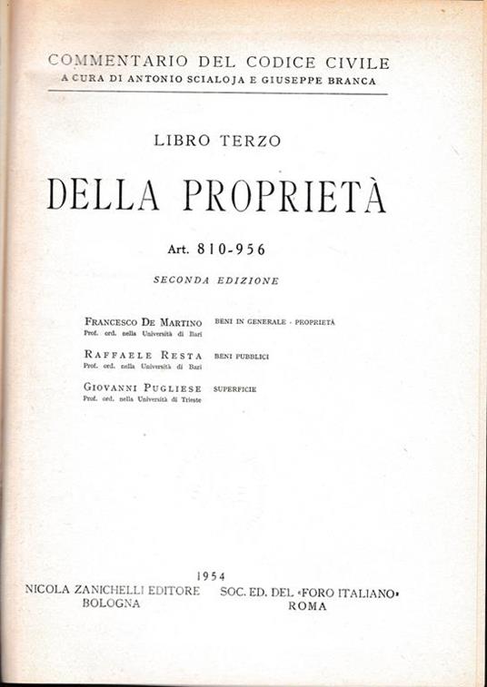 Libro terzo. Della proprietà. Art. 810-956 - Federico De Martino - copertina
