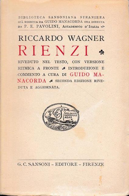 Rienzi. Testo in Tedesco a fronte - copertina